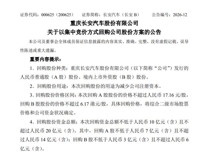 132-长安汽车回购 新闻